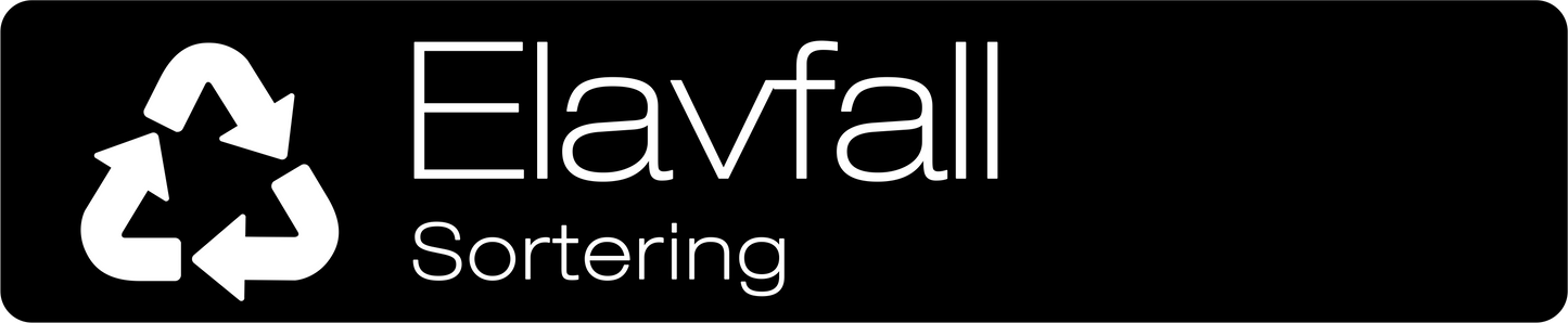 Elavfall dekal – stilren 14cm svart