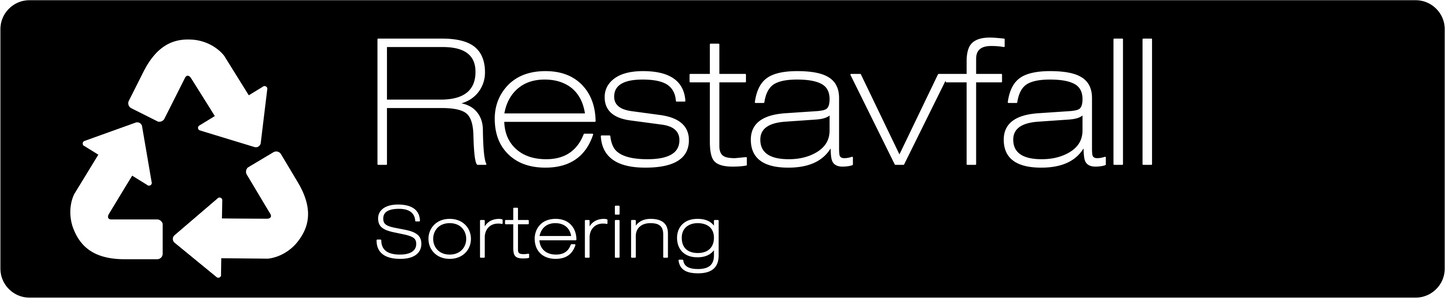 Restavfall dekal – stilren 14cm svart