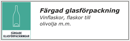 Färgade glasförpackningar dekal/klistermärke för källsortering - hushållsnära