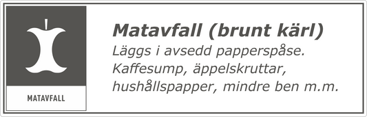 Matavfall dekal/klistermärke för källsortering - hushållsnära grå