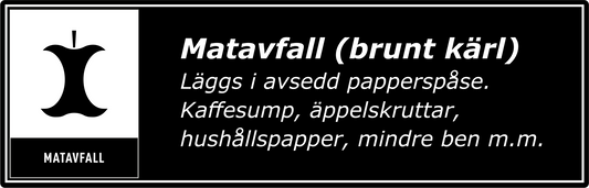 Matavfall dekal/klistermärke för källsortering - hushållsnära svart