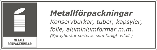 Metallförpackningar dekal/klistermärke för källsortering - hushållsnära grå