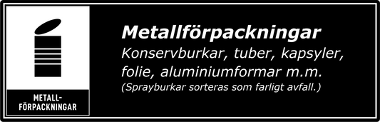 Metallförpackningar dekal/klistermärke för källsortering - hushållsnära svart