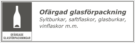 Ofärgade glasförpackningar dekal/klistermärke för källsortering - hushållsnära grå