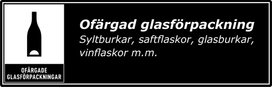 Ofärgade glasförpackningar dekal/klistermärke för källsortering - hushållsnära svart