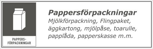 Pappersförpackningar dekal/klistermärke för källsortering - hushållsnära grå