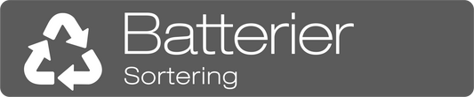 Batterier dekal/klistermärke för källsortering – stilren med returmärke grå