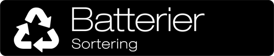 Batterier dekal/klistermärke för källsortering – stilren med returmärke svart