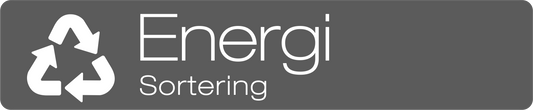Energi dekal/klistermärke för källsortering – stilren med returmärke grå