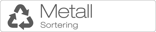 Metall dekal/klistermärke för källsortering – stilren med returmärke