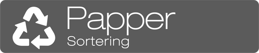 Papper dekal/klistermärke för källsortering – stilren med returmärke grå