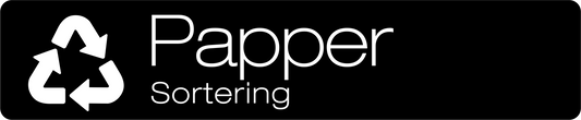 Papper dekal/klistermärke för källsortering – stilren med returmärke svart