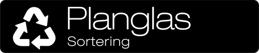 Planglas dekal/klistermärke för källsortering – stilren med returmärke svart