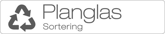 Planglas dekal/klistermärke för källsortering – stilren med returmärke