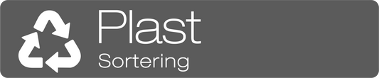 Plast dekal/klistermärke för källsortering – stilren med returmärke grå