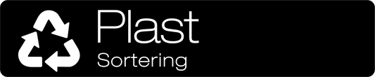 Plast dekal/klistermärke för källsortering – stilren med returmärke svart