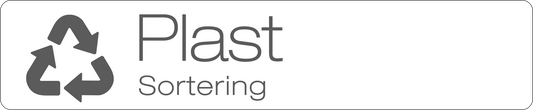 Plast dekal/klistermärke för källsortering – stilren med returmärke
