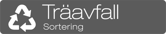 Träavfall dekal/klistermärke för källsortering – stilren med returmärke grå