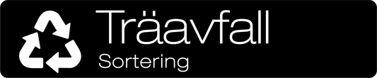 Träavfall dekal/klistermärke för källsortering – stilren med returmärke svart