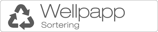 Wellpapp dekal/klistermärke för källsortering – stilren med returmärke